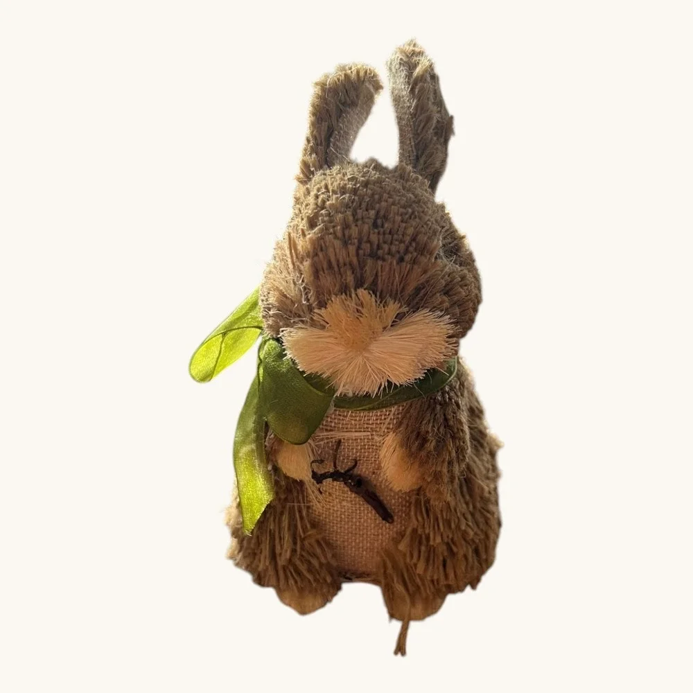 Sisal Easter Bunny Figurine OS Brown‎ Very Good Rustic Spring Decor